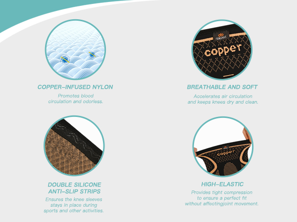 Copper Knee Brace for Women Men Knee Compression Sleeve for Knee Pain copper fit knee sleeve