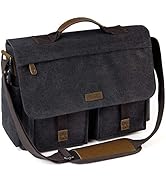 Messenger Bag for Men,VASCHY Vintage Water Resistant Canvas Satchel 14 15.6 17inch Laptop Briefcase