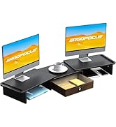 ErgoFocus Dual Monitor Stand Riser with Drawer-Adjustable Length and Angle, Monitor Stand Riser f...