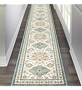 Pauwer Runner Rug 2x10 Non-Slip Washable Low-Pile Accent Rug, Vintage Distressed Throw Carpet, Ha...
