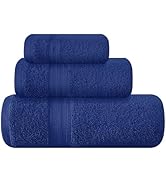 BOUTIQUO Ultra Soft 3 Pack Cotton Towel Set, Contains a Bath Towels 27x54 inch, a Hand Towels 16x...