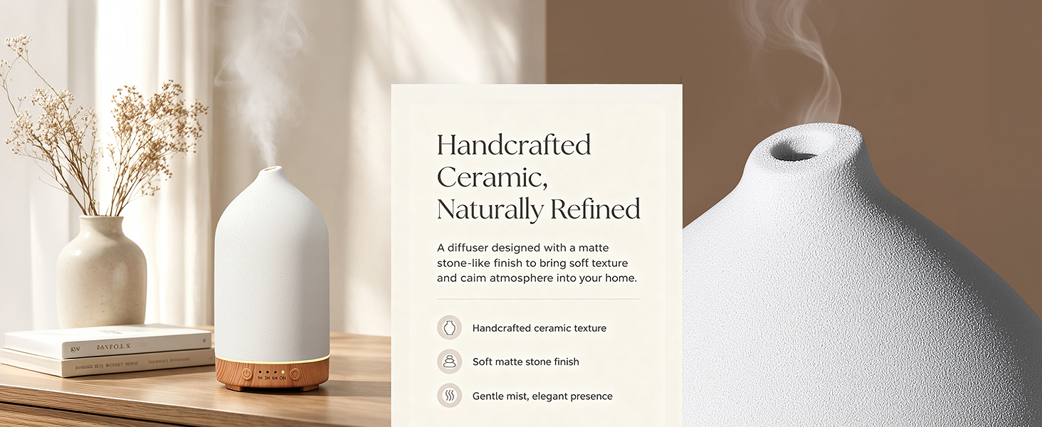 Gooamp 200ML Ceramic Essential Oil Diffuser
