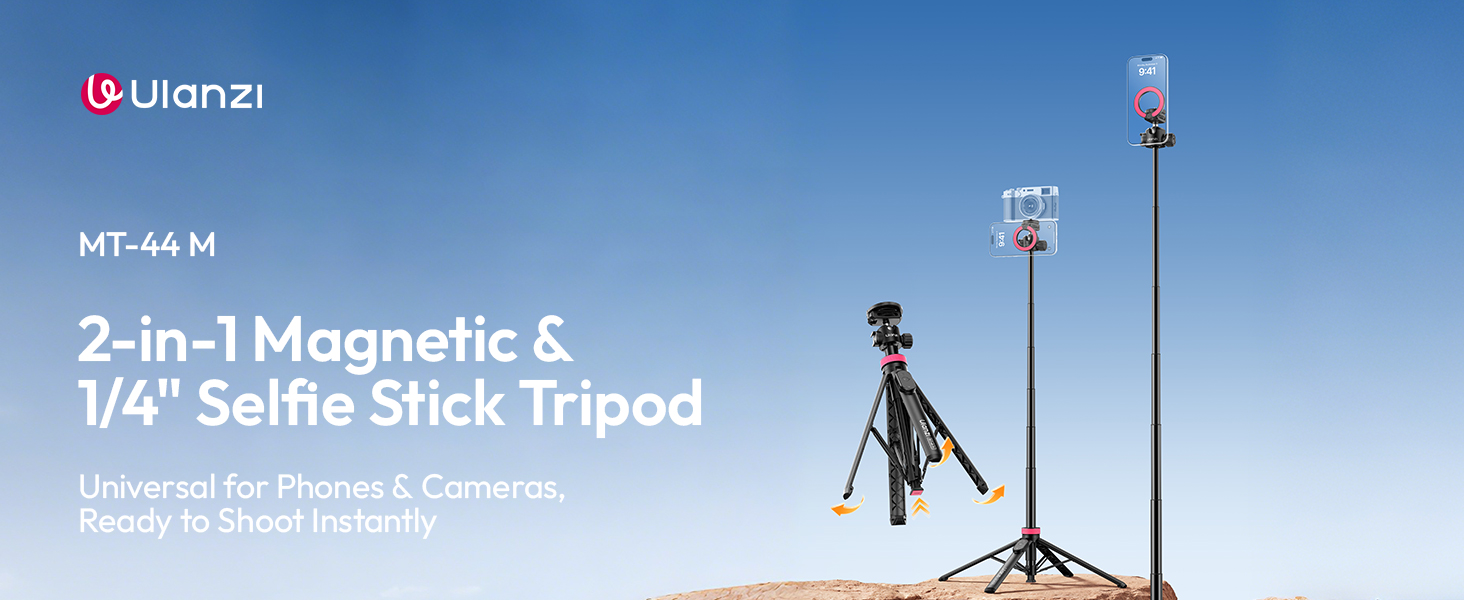 Magnetic &amp; 1/4 Selfie Stick Tripod