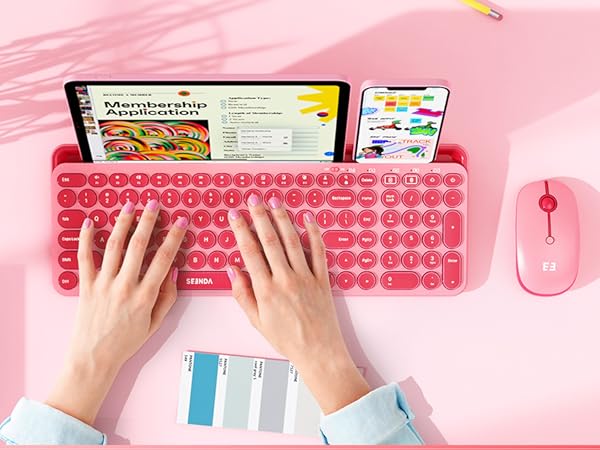 Bluetooth keyboard and mouse combo for ipad iphone tablet cute keyboard multi device keyboard