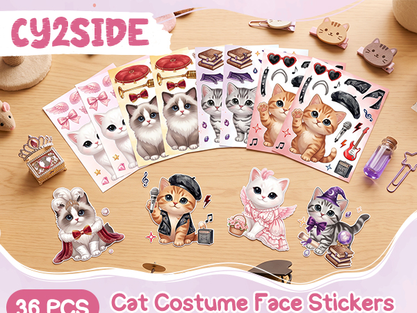 Dress Up Kitten Sticker for Girls