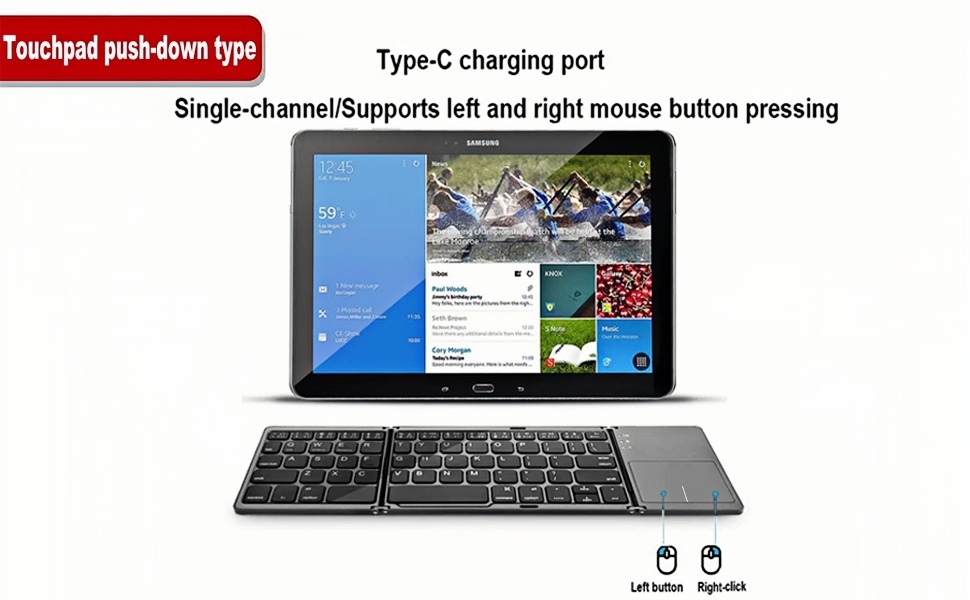 Foldable Bluetooth Keyboard with Touchpad,