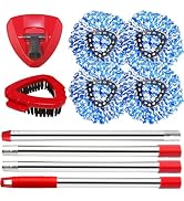 O-Cedar Spin Mop Head, Base, Handle Replacement for RinseClean 2 Tank System, 4 Microfiber Mop Re...