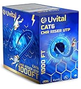 Uvital CAT6 Ethernet Cable 1000ft(CMR Riser), Blue UTP 23AWG 100% Solid Copper Bulk Network Cable...