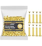 50 Pack of Chicago Screw Post Binding Screws, 18mm Brass Plated Metal Screw Posts for Scrapbookin...
