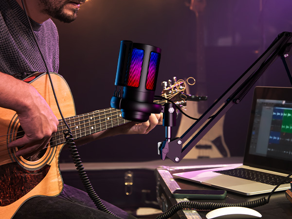 RGB Microphone for Gaming with Boom Arm