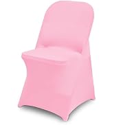 CYFFPKMN 10 Packs Pink Spandex Stretch Folding Chair Covers for Wedding Party,Universal Fitted Wa...