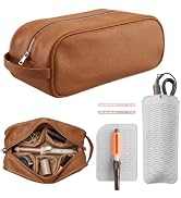 Coobosee Leather Hair Tools Travel Bag Organizer, Brown | Wide-open Storage Bag Compatible with D...