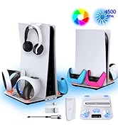 SOTY PS5/Slim/Pro Silent Cooling Stand with Controller Charging Station for PS5/Edge &amp; VR2 ; PS5/...