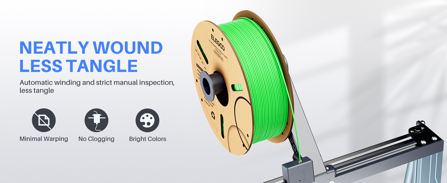 neatly wound spool, less tangle, no clogging