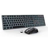 POWZAN Wireless Keyboard and Mouse, Rechargeable Wireless Keyboard Mouse Combo, Jiggle Mouse Slim...