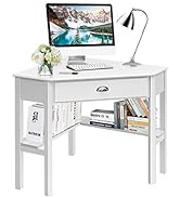Tangkula White Corner Desk, Corner Computer Desk with Drawer for Small Space, Small Corner Makeup...
