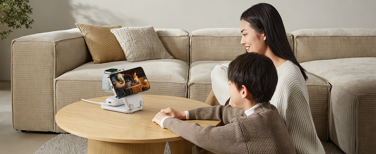 Multiple views of living room setting with gray sectional sofa. Shows different angles of furniture arrangement and usage.