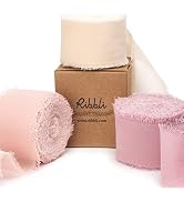 Ribbli Chiffon Ribbon 1.5 inch x 30 Yard Handmade Silk Ribbon,Champagne/Blush Pink/Dusty Rose Fri...