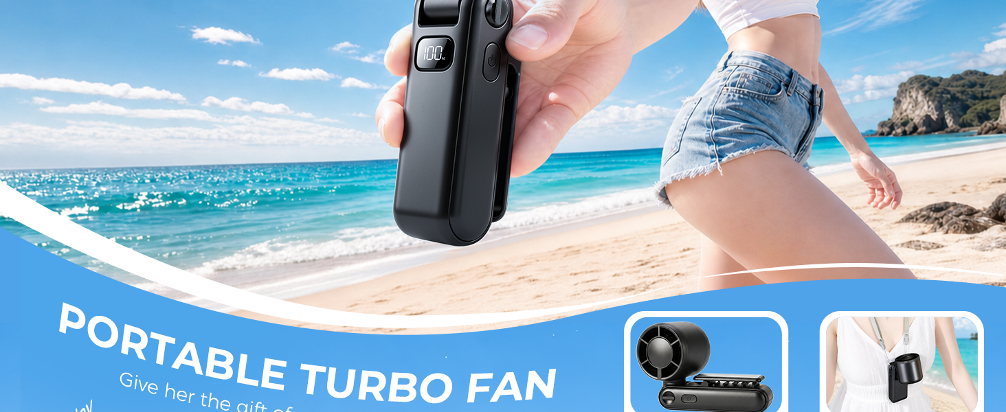Powerful airflow portable fan with 1-100 speed control, preset levels and up to 12000 RPM.