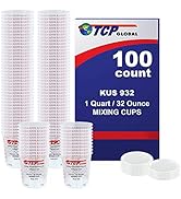 Custom Shop (Full Case of 100 each - Quart (32oz) PAINT MIXING CUPS) Cups are Calibrated with Mul...