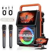 Karaoke Machine with 10.1” Built-in Screen, Bluetooth Speaker with Lyrics Display, Wireless Scree...