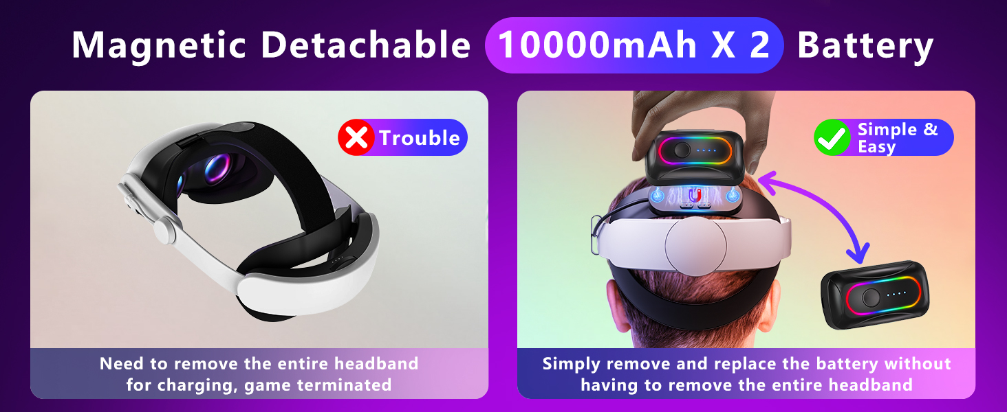 The quest 3/3s battery head strap With Multiple color RGB lights allow you to enjoy the visual