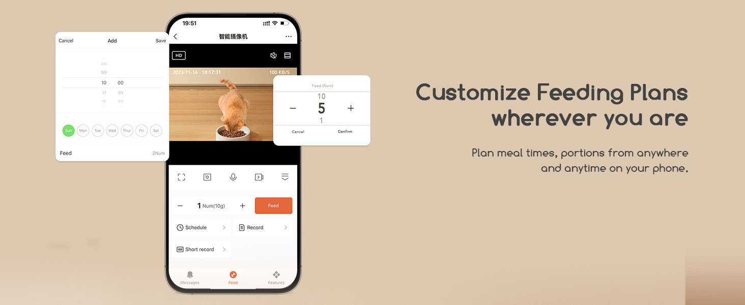 customize feeding schedule