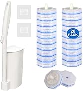 Disposable Toilet Brush Set,20 Pre-Filled Refills,Upgraded No-Shed Fiber Pads with 5X Powerful Cl...