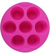 SHEbaking 7 Cavity Silicone Air Fryer Muffin Pans Nonstick Brownie Cake Mold Round Pudding Cupcak...