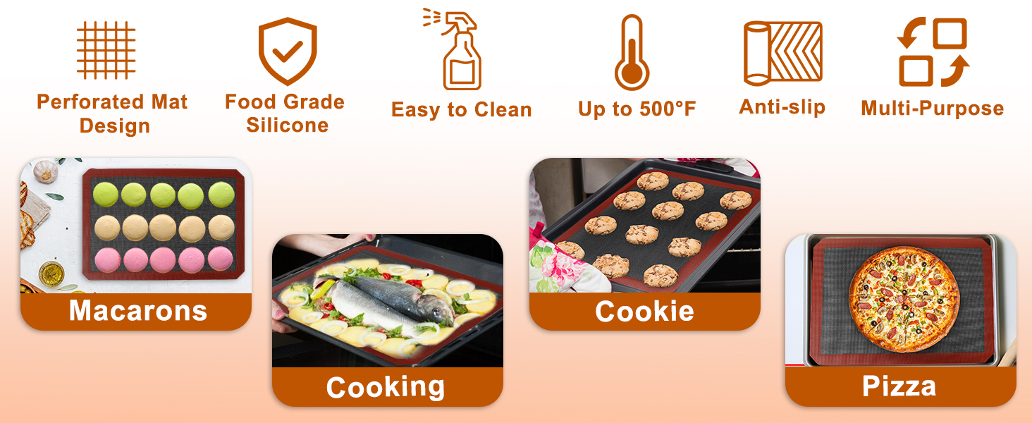 Perforated Baking Mats Black A+02
