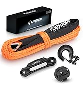 BUNKER INDUST 3/16" x 50' Synthetic Winch Rope Kit,8200 LBS Winch Line Cable Replacement with Pro...