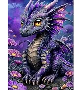 500 Piece Jigsaw Puzzle for Adults - Enchanted Purple Dragon Puzzle, Magical Floral Fantasy Artwo...