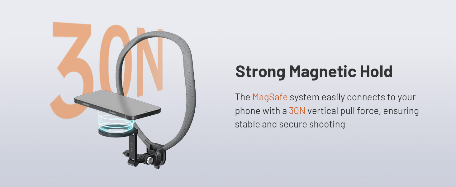The MagSafe system easily connects to your phone with a 30N verticalpull force,ensuring stable