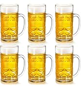 Mezchi 6 Pack Plastic Beer Mugs, 20 oz./600ml Beer Steins with Handles, Resuable Beer Drinking Cu...