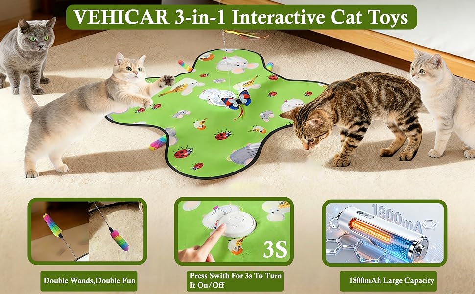 VEHIICAR 3-in-1 Interactive Cat Toys