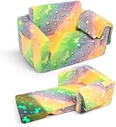 FCCABIN Toddler Sofa, Kids Couch, Fold Out Flip Out Sofa Chair, Children Convertible Sofa to Loun...