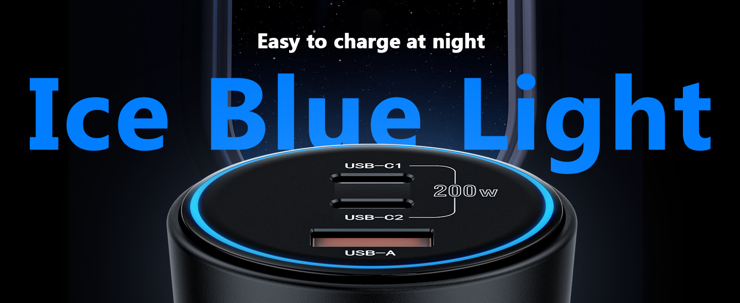 Ice Blue Light cigarette lighter adapter