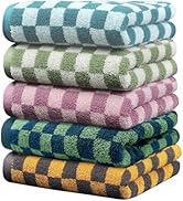 Stylifeo 5Pack Hand Towels for Bathroom Checkered Cotton Face Towels Soft Absorbent for Bathroom ...