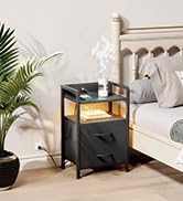 black nightstand with 2 drawer