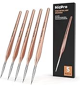 Nicpro Detail Paint Brushes 5 PCS Aesthetic Extra Fine Tip 000 Professional Miniature Painting Ar...