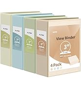 SUNEE 3 Ring Binder 3 Inch 4 Pack, Clear View Three Ring PVC-Free (Fit 8.5x11 Inches) for School ...