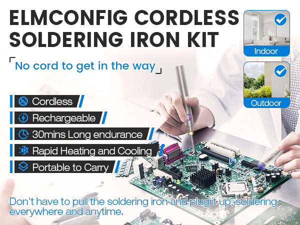 ELMCONFIG CORDLESS SOLDRING IRON KIT SOLDER SET