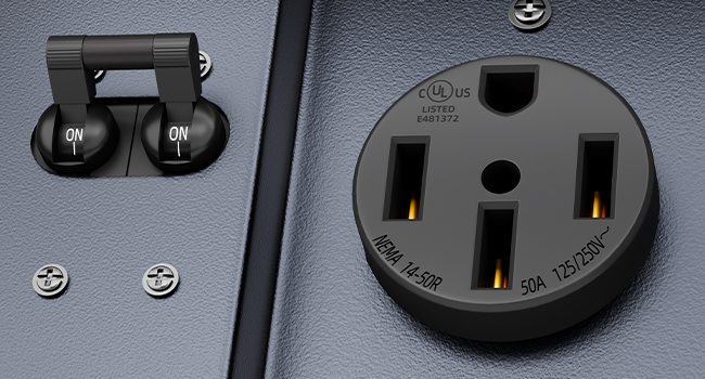 50 Amp RV Power Outlet Box with Breaker Weatherproof 125/250V UL Listed NEMA 14-50R RV Receptacle