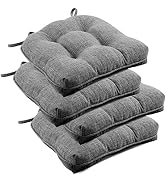 downluxe Indoor Chair Cushions for Dining Chairs, Tufted Overstuffed Textured Memory Foam Kitchen...