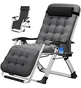 MOPHOTO Zero Gravity Chair, Outdoor Padded Lounge Chair with Side Table, Zero Gravity Recliner Ch...
