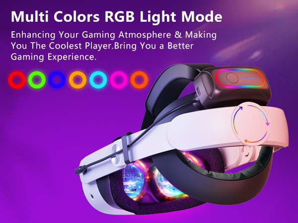 he quest 3/3s battery head strap With Multiple color RGB lights allow you to enjoy the visual
