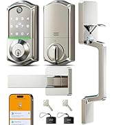 Veise VE017-D Fingerprint Smart Front Door Lock Set, App Control, 8-in-1 Keyless Entry Deadbolt w...