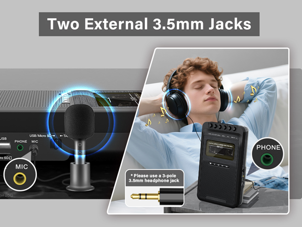 cassette player with headphone