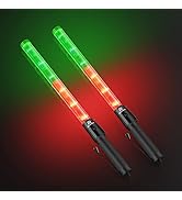 RoadHero 2 Pack 21inch Traffic Wands, Red &amp; Green Led Traffic Control Baton, Safety Light Wand wi...