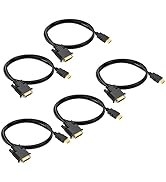 HDMI to DVI Cable 3ft 5-Pack, Bidirectional DVI to HDMI Cord Adapter 1080P Video High Speed Compa...